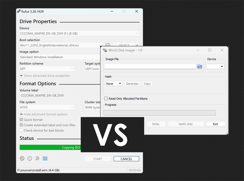 Rufus vs Win32 Disk Imager 